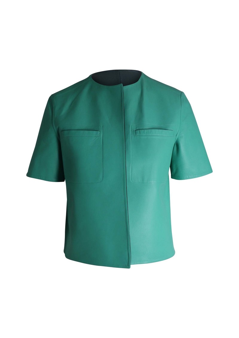 Marni Reversible Short Sleeve Jacket in Green Leather
