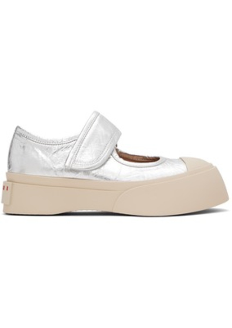 Marni Silver Leather Mary Jane Sneakers