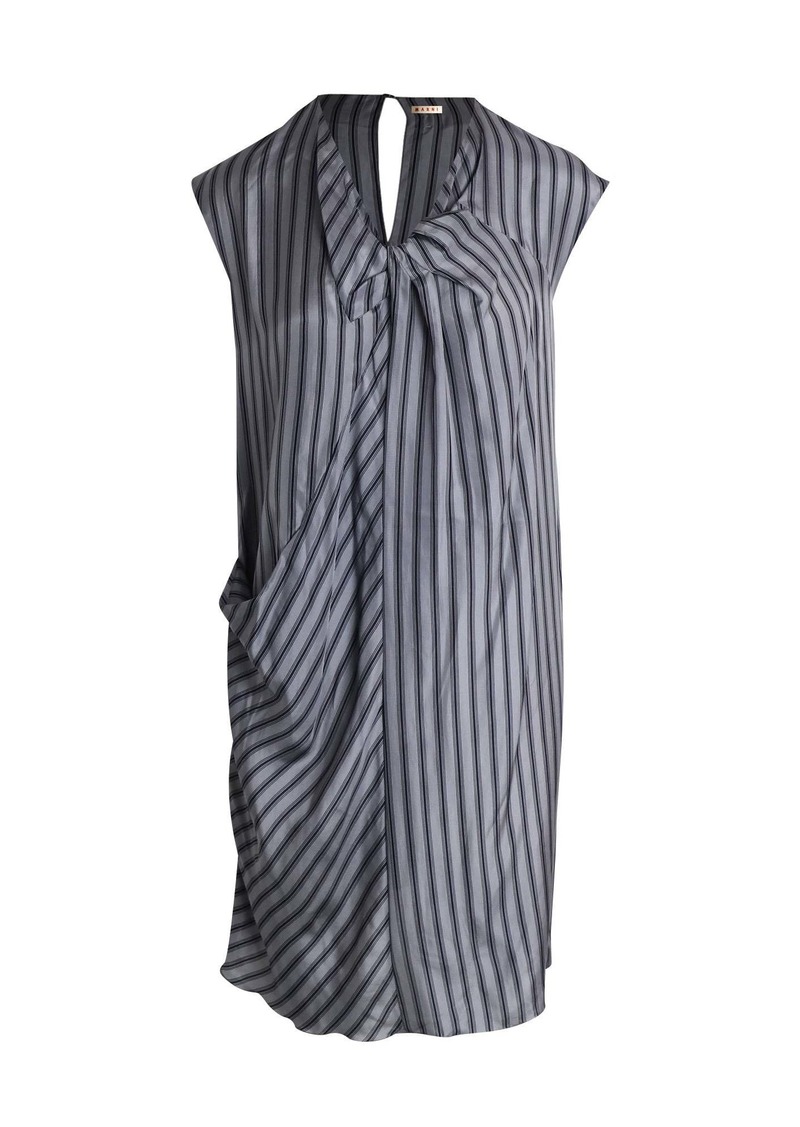 Marni Striped Dress in Grey Silk