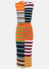 Marni Striped wool midi dress