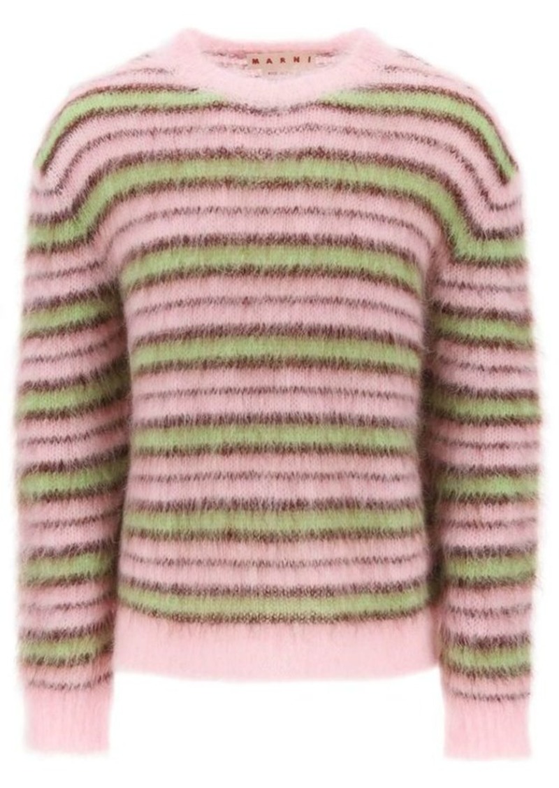 Marni sweater in brushed mohair with striped motif