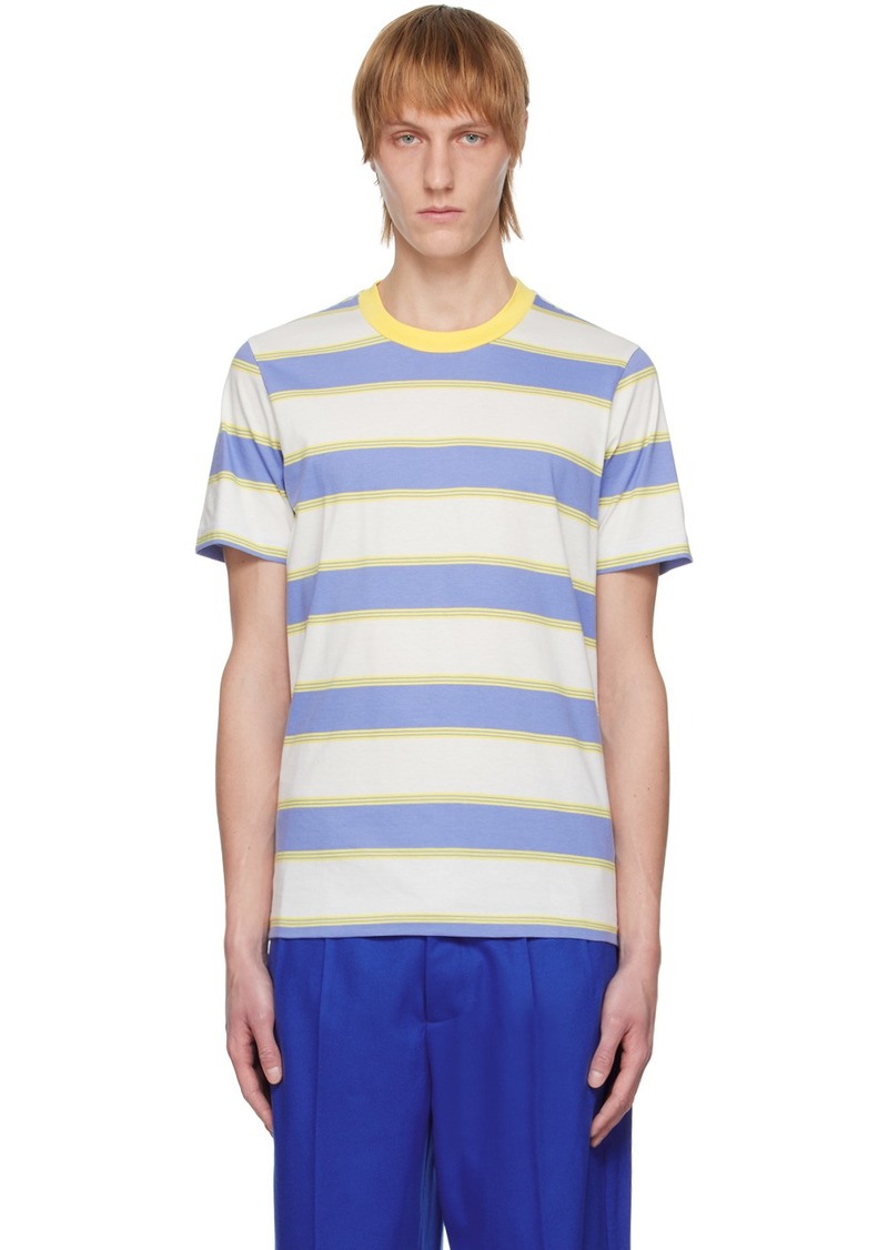 Marni Three-Pack Blue & Yellow Stripe T-Shirts