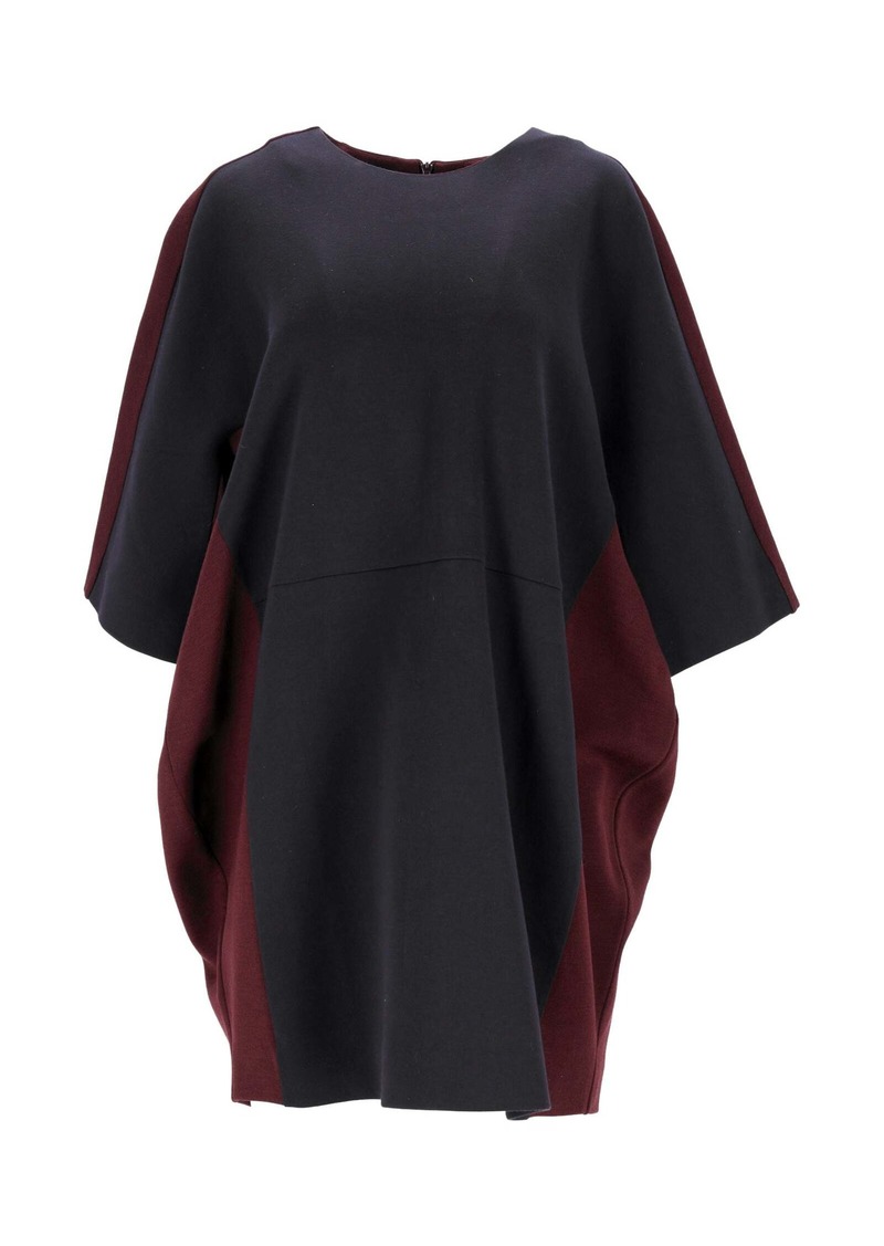 Marni Tunic Dress in Navy Blue and Burgundy Acrylic