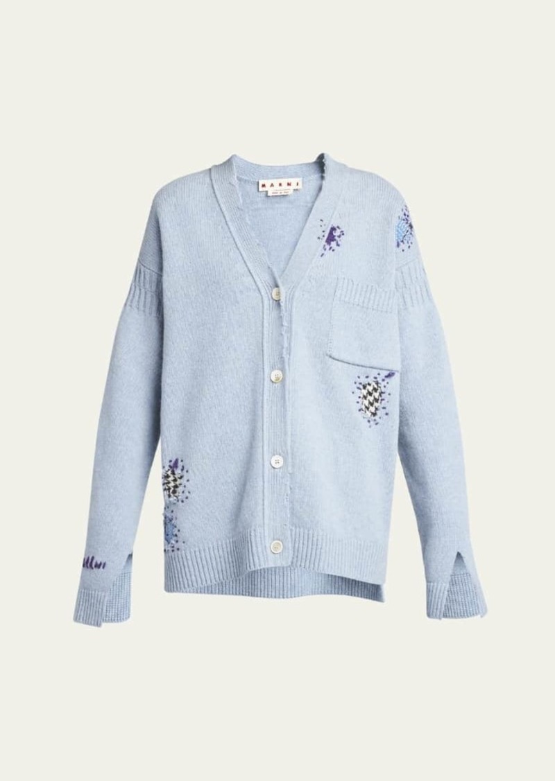 Marni V-Neck Stitched Patches Cardigan