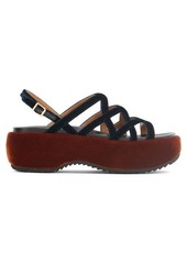 Marni Velvet and leather flatform sandals
