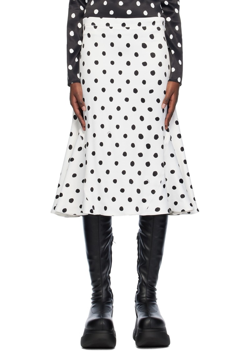Marni White & Black Polka Dot Midi Skirt
