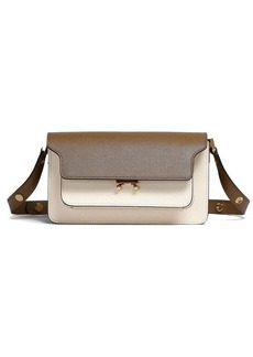 MARNI White And East/West Trunk Bag In Saffiano Leather