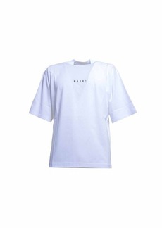 MARNI White cotton T-shirt with logo print Marni
