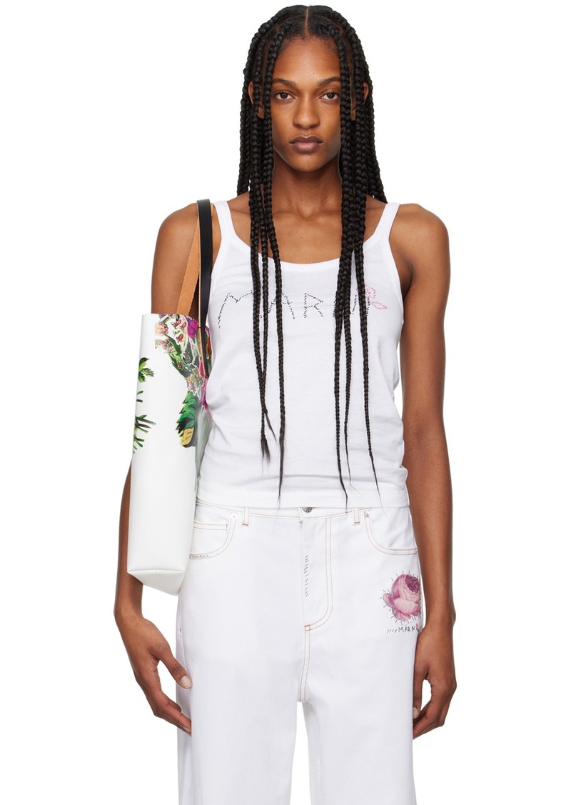 Marni White Embroidered Tank Top