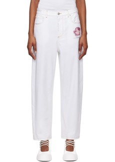 Marni White Flower Patches Jeans