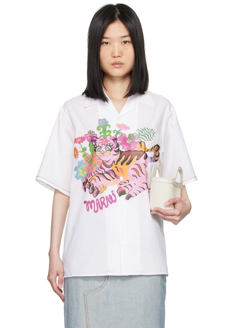 Marni White Funky Flowers Shirt