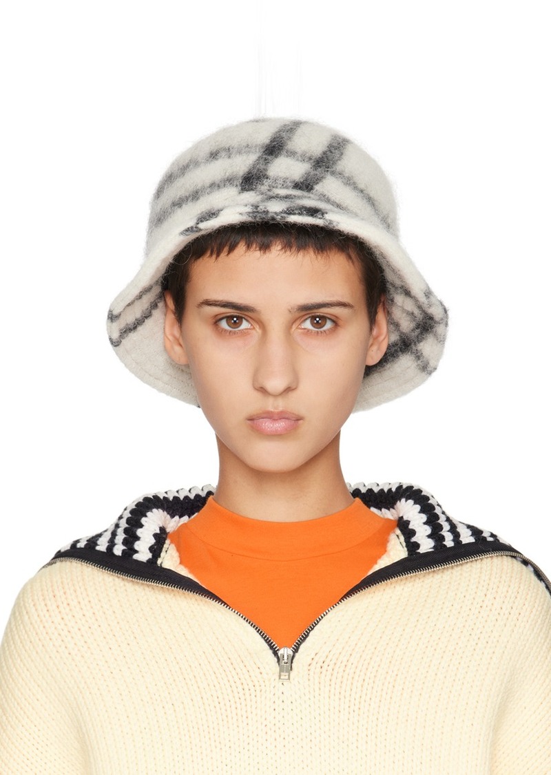 Marni White Plaid Bucket Hat