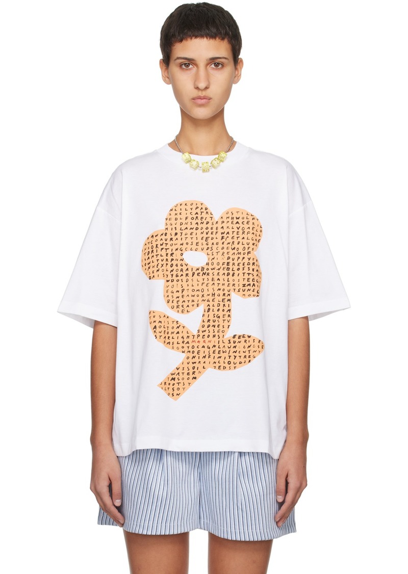 Marni White Wordsearch Flower T-Shirt