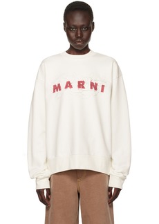 Marni White Wrinkled Logo Sweatshirt