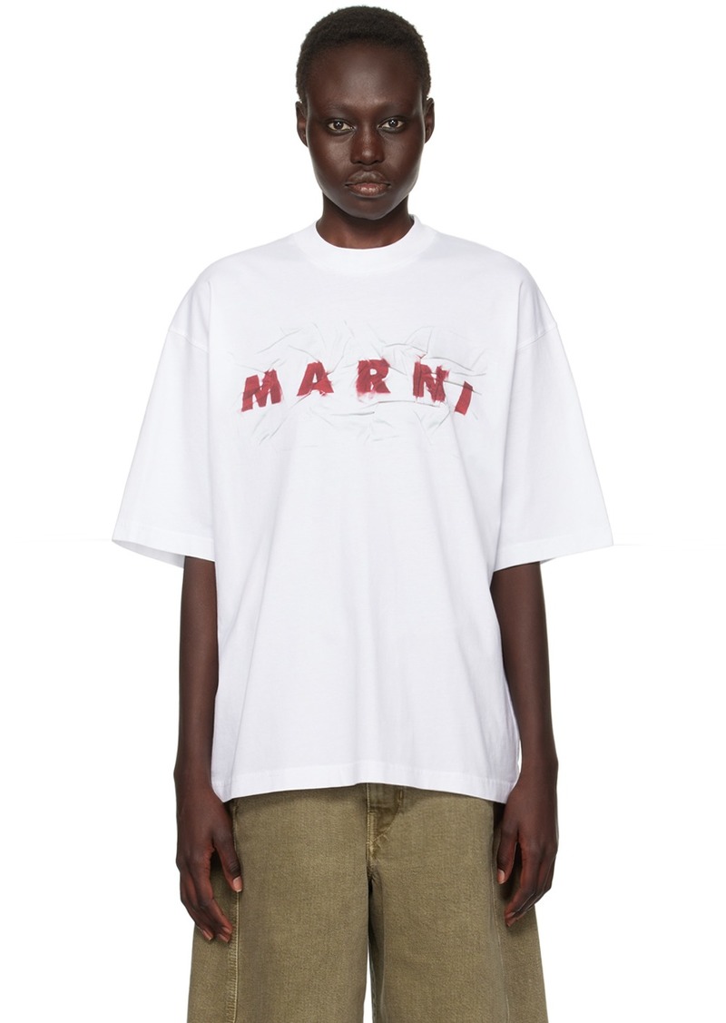 Marni White Wrinkled Logo T-shirt