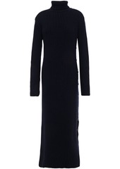 Marni Woman Button-detailed Paneled Wool Midi Dress Midnight Blue