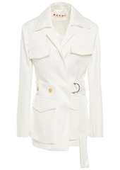 Marni Woman Convertible Belted Cotton-sateen Jacket White