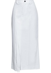Marni Woman Distressed Cotton-twill Midi Skirt White