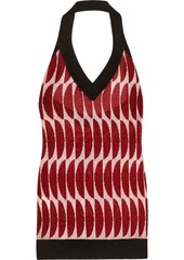 Marni Woman Metallic Intarsia-knit Halterneck Top Crimson