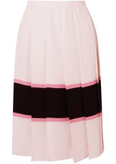 Marni Woman Pleated Striped Crepe De Chine Skirt Pastel Pink