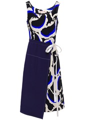 Marni Woman Tie-detailed Layered Printed Crepe Dress Navy