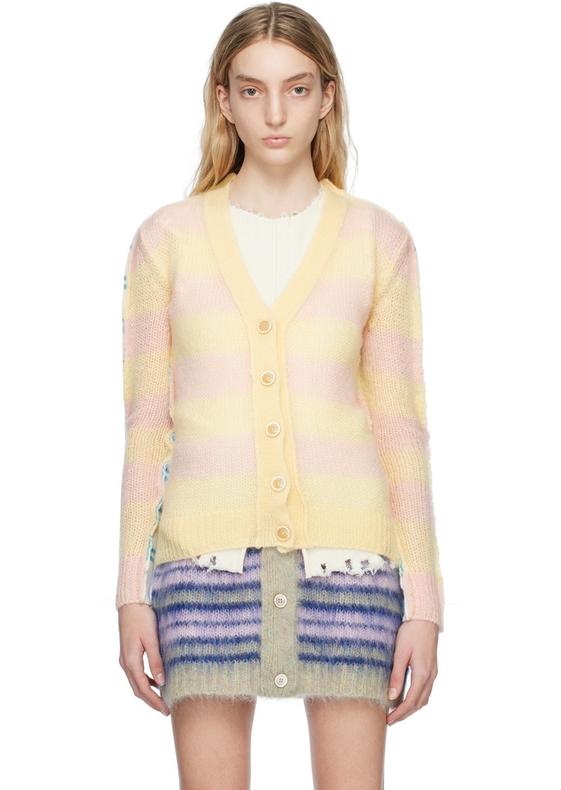 Marni Yellow & Off-White Paneled Cardigan