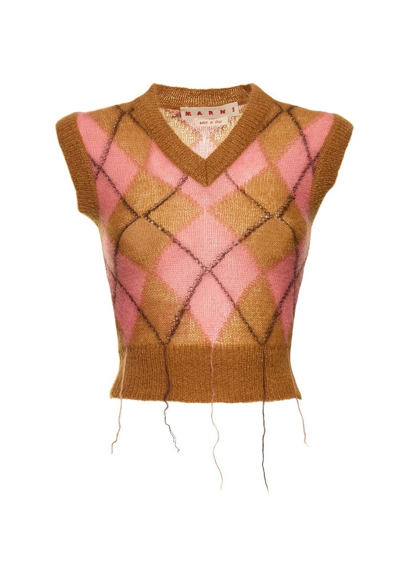 Marni Mohair Blend Intarsia V Neck Vest