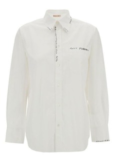 Marni Oversized White Shirt with Contrasting Logo Print in Cotton Woman