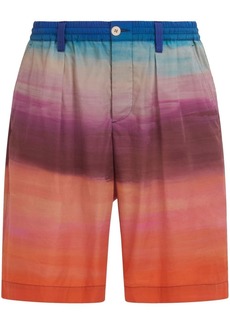 Marni painterly-print pleated cotton shorts