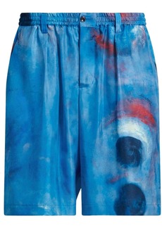 Marni painterly-print silk shorts