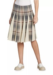 Marni Plaid Box-Pleated Midi-Skirt