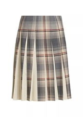 Marni Plaid Box-Pleated Midi-Skirt