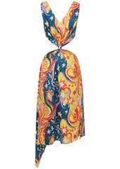 Marni Printed Envers Satin Cutout Midi Dress