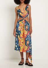 Marni Printed Envers Satin Cutout Midi Dress