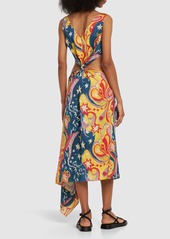 Marni Printed Envers Satin Cutout Midi Dress