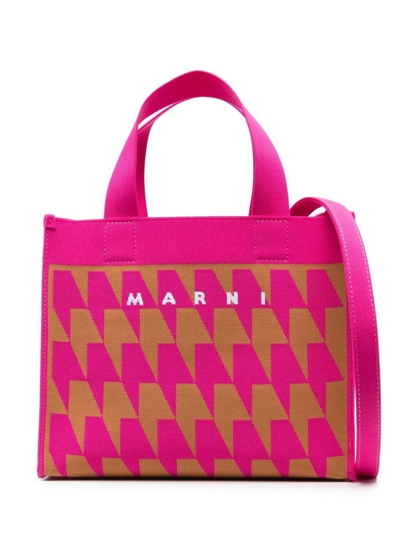 Marni small houndstooth-print tote bag