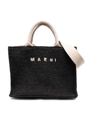 Marni logo-lettering raffia tote bag