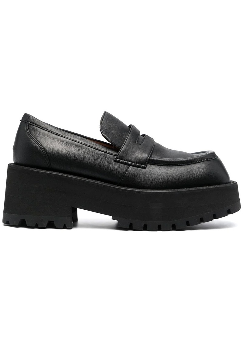 square toe platform loafers