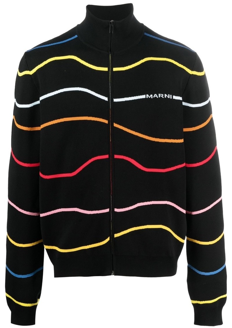 Marni stripe-pattern cotton cardigan