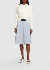 Marni Striped Cotton Blend Flared Midi Skirt