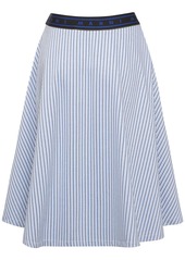 Marni Striped Cotton Blend Flared Midi Skirt