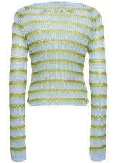 Marni Striped Cotton Knit L/s Crop Sweater