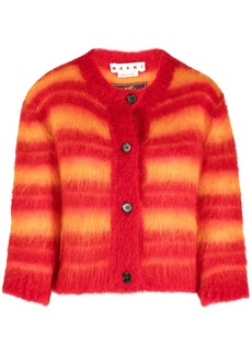 Marni striped cropped mohair-blend cardigan