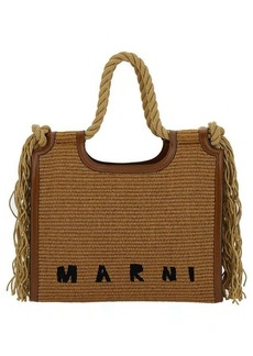 Marni 'Summer' Beige Tote Bag with Cord Handles and Logo Detail in Rafia Woman