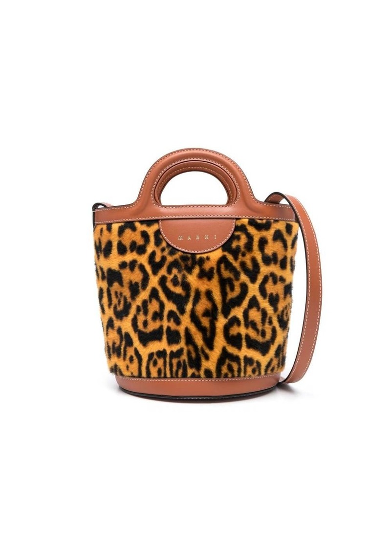 Marni mini Tropicalia leopard-print bucket bag