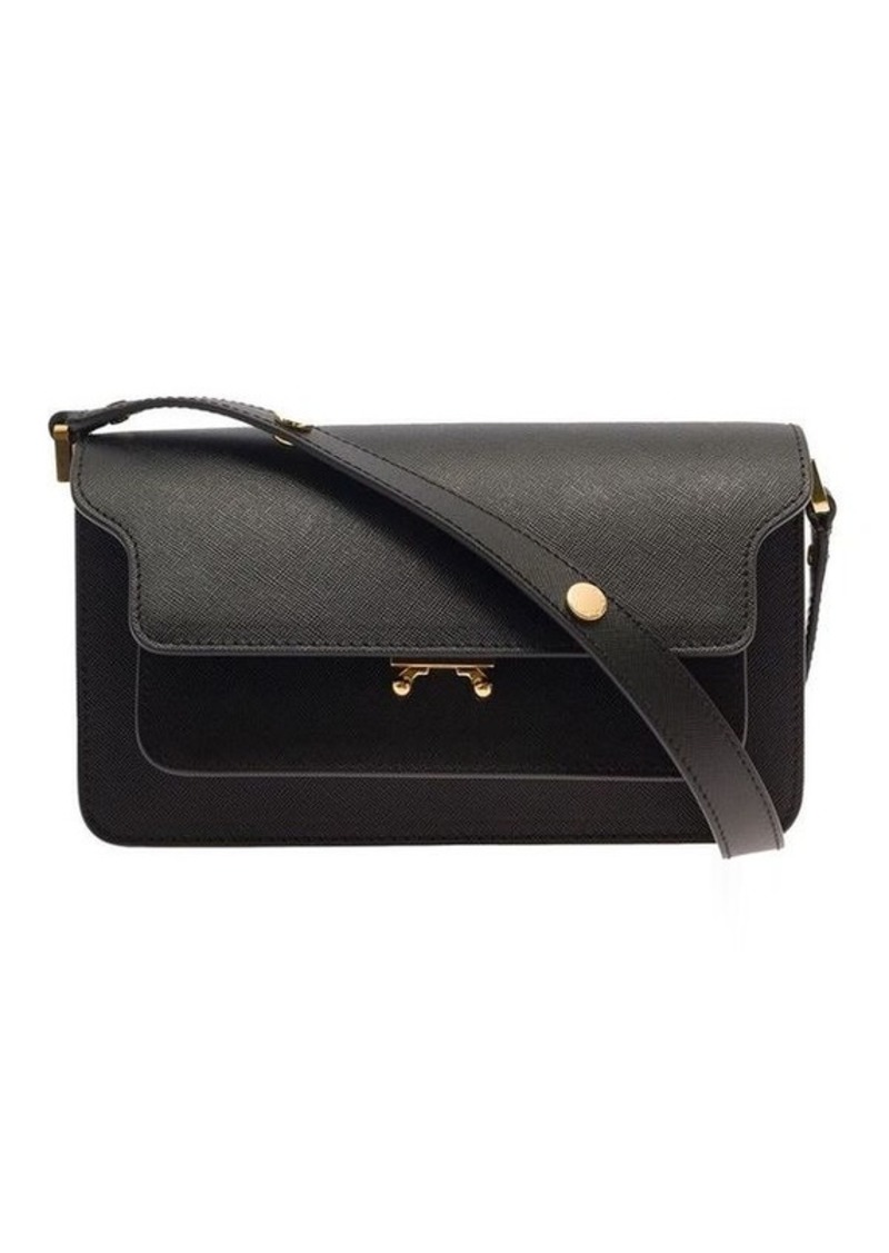 Marni 'Trunk' Black Shoulder Bag with Push-Lock Fastening in Leather Woman