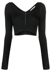 Marni v-neck ribbed-knit crop top