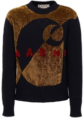 Marni velvet-effect logo knit jumper