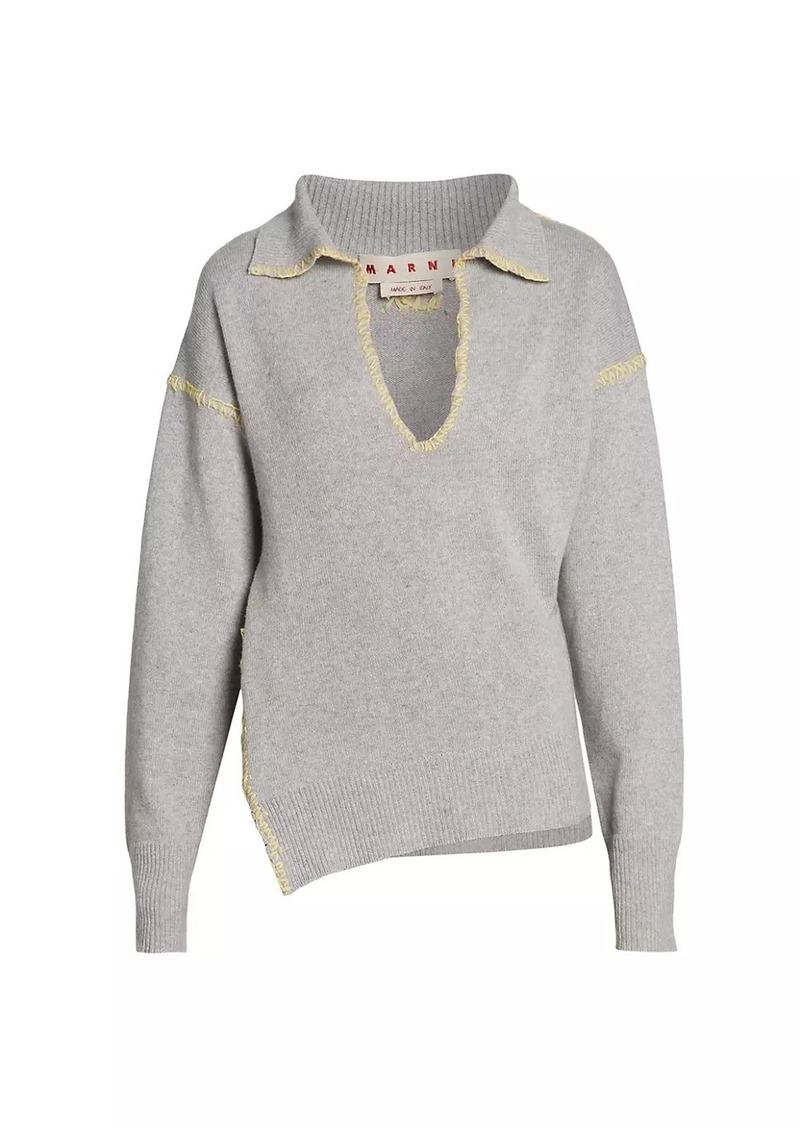 Marni Wool-Cashmere Stitched Asymmetric Sweater