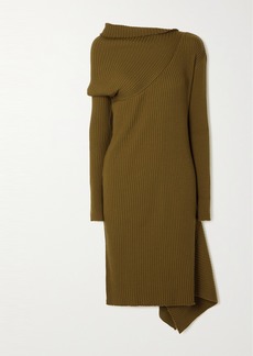 Marques' Almeida Asymmetric Ribbed Merino Wool Midi Dress